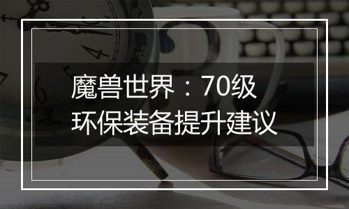 魔兽世界：70级环保装备提升建议