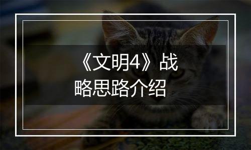 《文明4》战略思路介绍