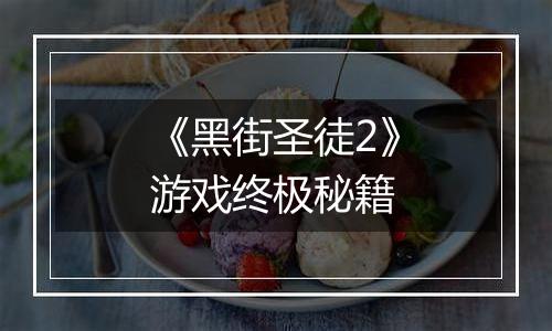 《黑街圣徒2》游戏终极秘籍