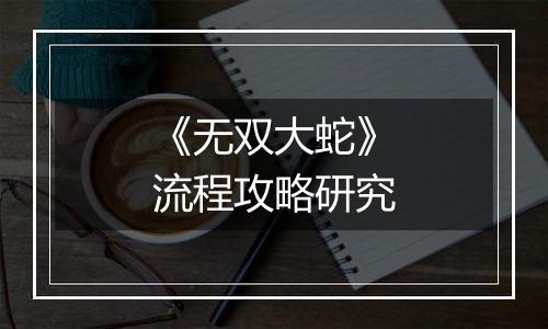 《无双大蛇》流程攻略研究