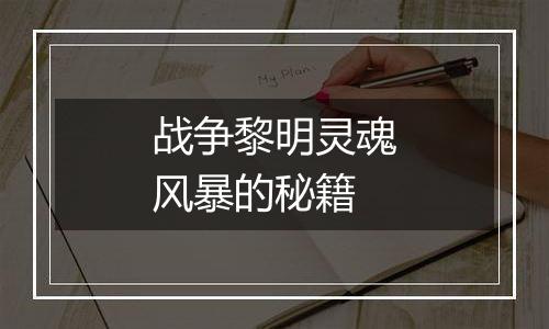 战争黎明灵魂风暴的秘籍