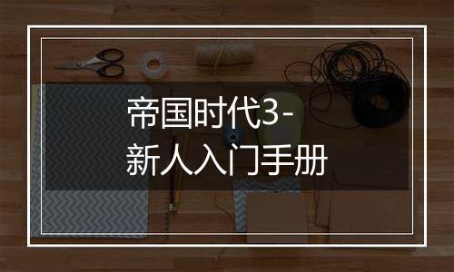 帝国时代3-新人入门手册