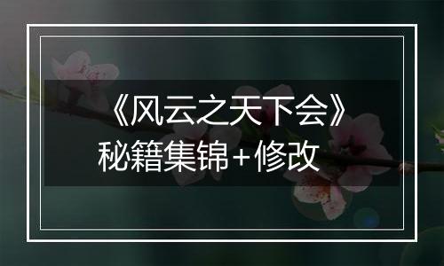 《风云之天下会》秘籍集锦+修改