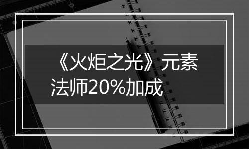 《火炬之光》元素法师20%加成