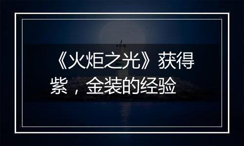 《火炬之光》获得紫，金装的经验