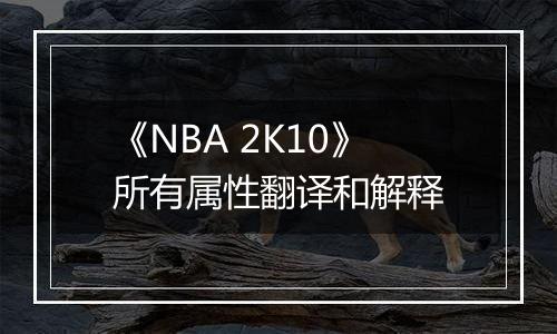 《NBA 2K10》所有属性翻译和解释