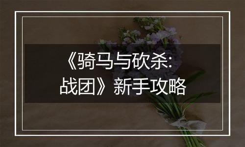 《骑马与砍杀:战团》新手攻略