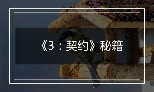 《3：契约》秘籍