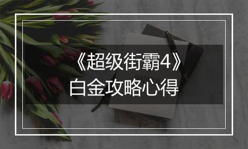 《超级街霸4》白金攻略心得