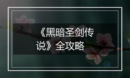 《黑暗圣剑传说》全攻略