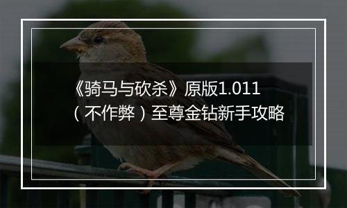 《骑马与砍杀》原版1.011（不作弊）至尊金钻新手攻略