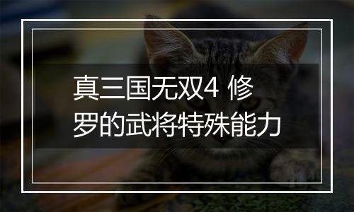 真三国无双4 修罗的武将特殊能力