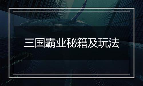 三国霸业秘籍及玩法