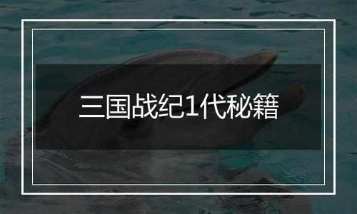 三国战纪1代秘籍