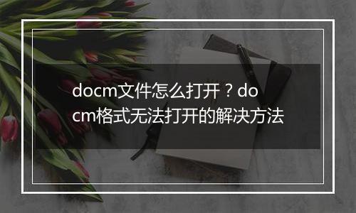 docm文件怎么打开？docm格式无法打开的解决方法